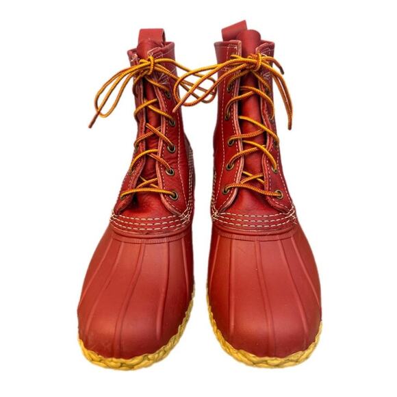 Vintage LL Bean Duck Boot Women size 9 Made in USA Red Leather - Picture 3 of 7
